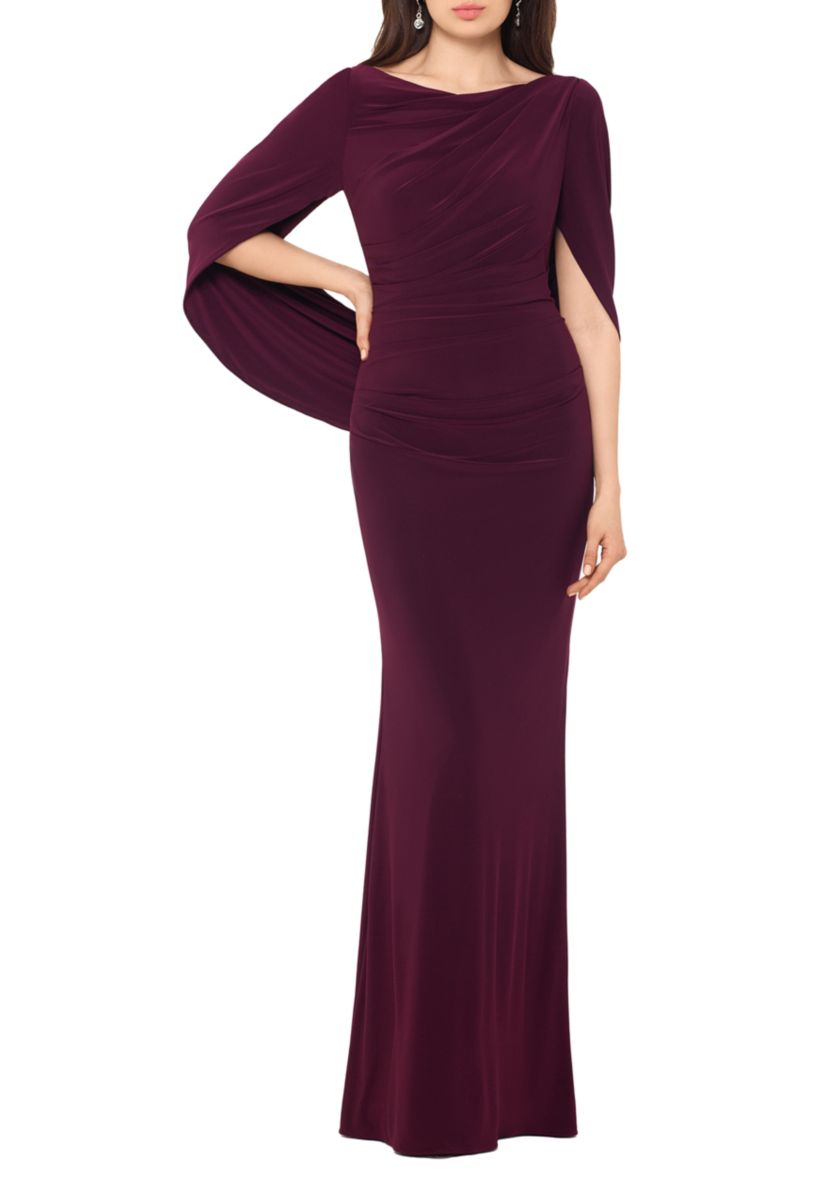Womens Knit Drape Back Long Gown
