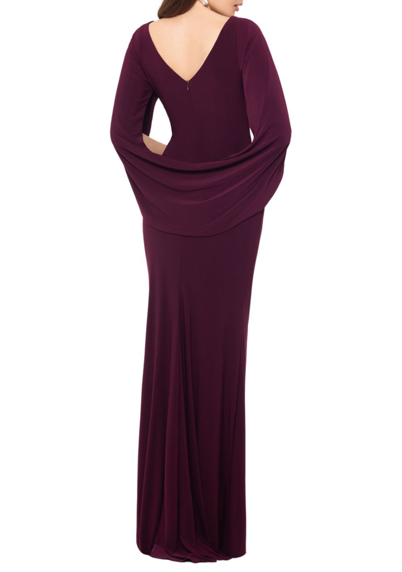 Womens Knit Drape Back Long Gown