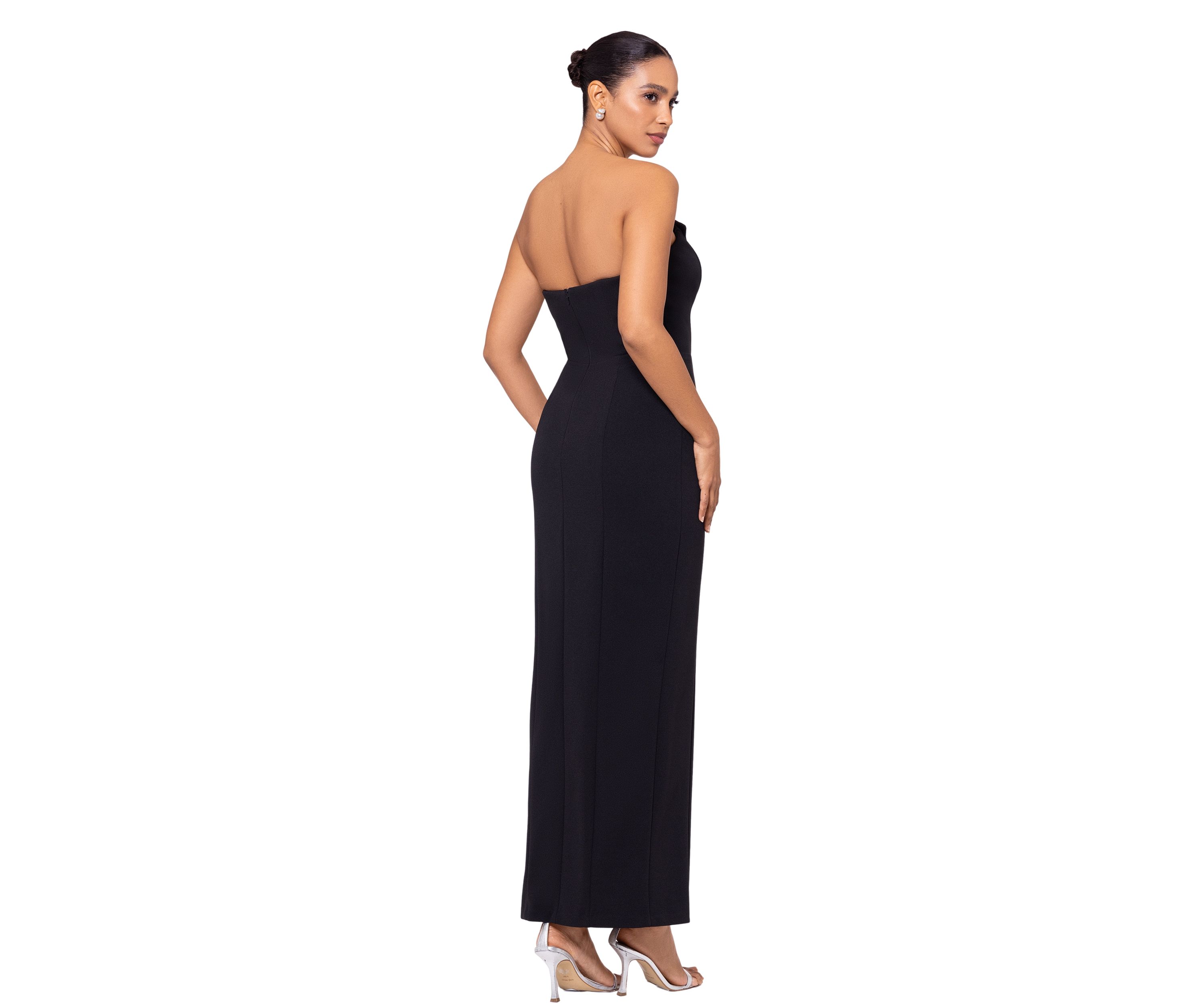Womens Long Strapless Crepe Tuxedo Top