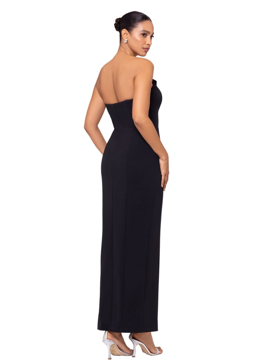 Womens Long Strapless Crepe Tuxedo Top