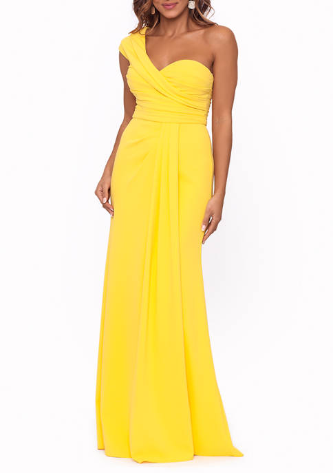 Womens Dropped Bodice One Shoulder Straight Gown