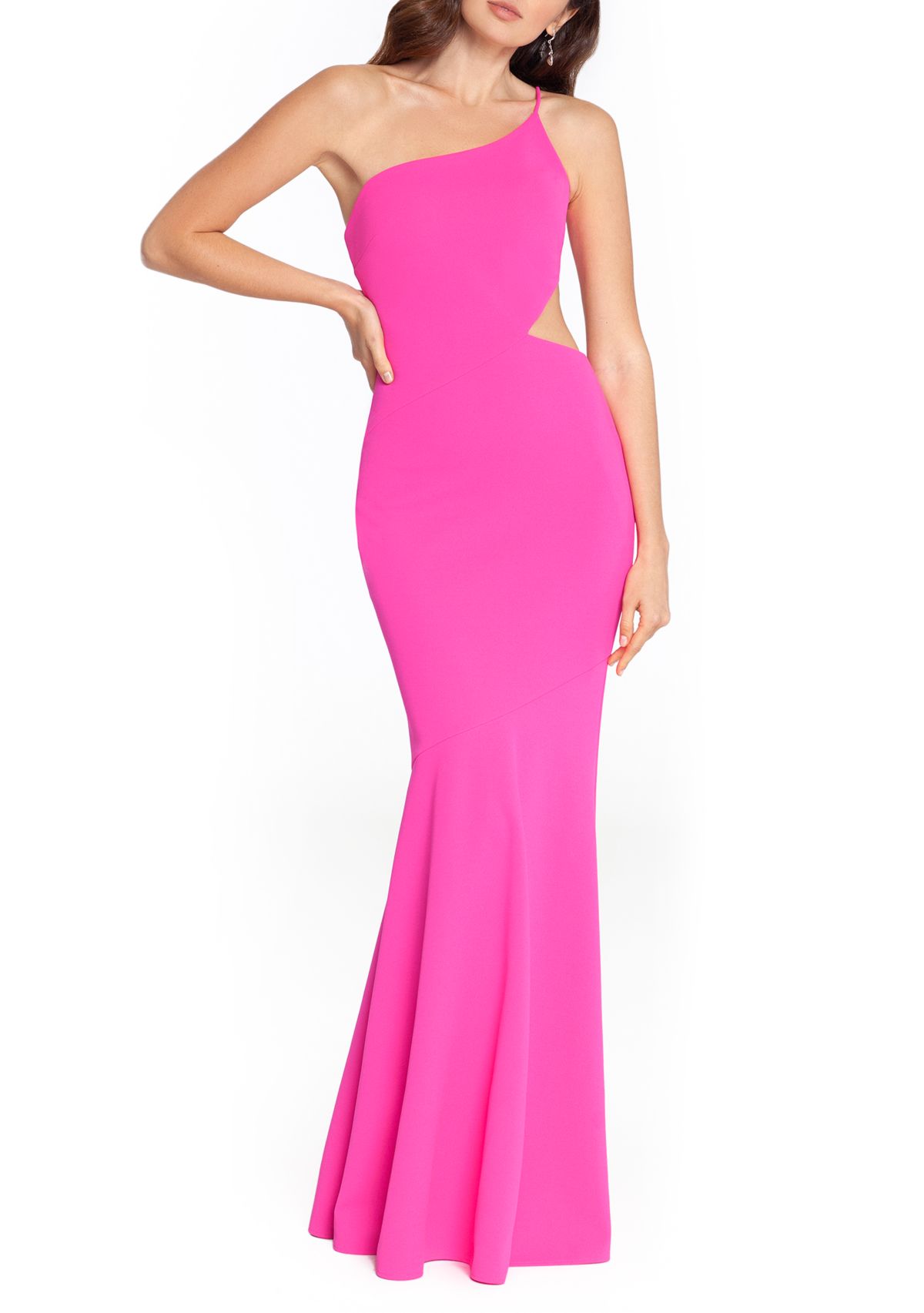 Womens Side Cutout One Shoulder Gown