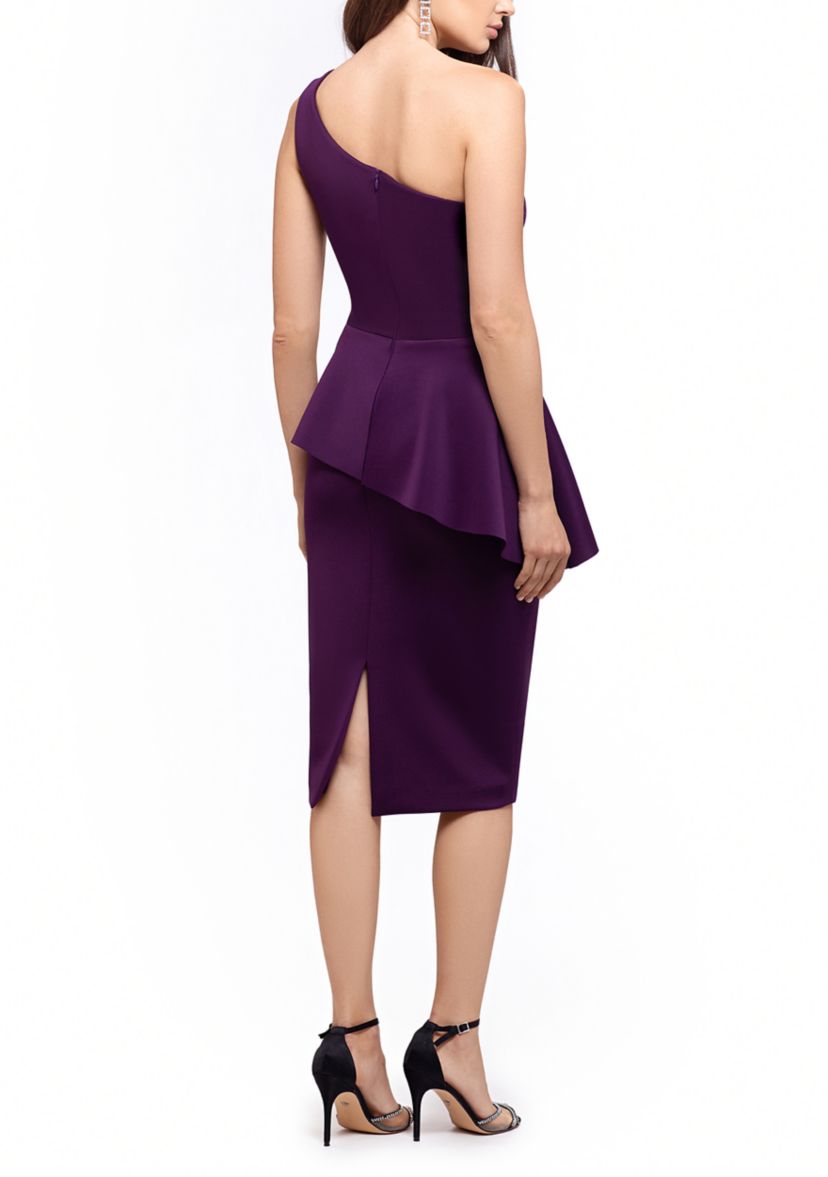 Womens One Shoulder Peplum Sheath Dress 