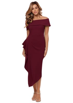 Women's Side Pleat Ruffle Sheath Dress