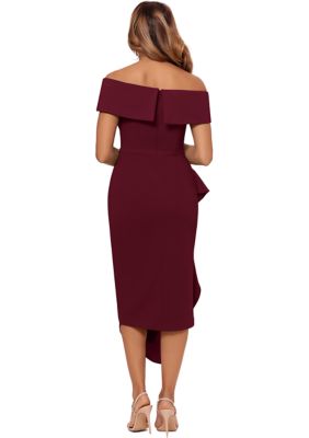 Women's Side Pleat Ruffle Sheath Dress