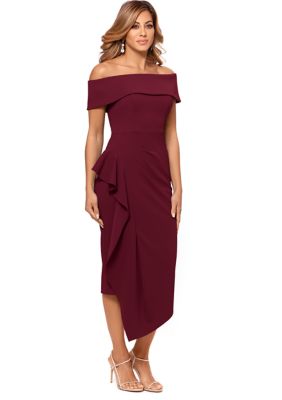 Women's Side Pleat Ruffle Sheath Dress