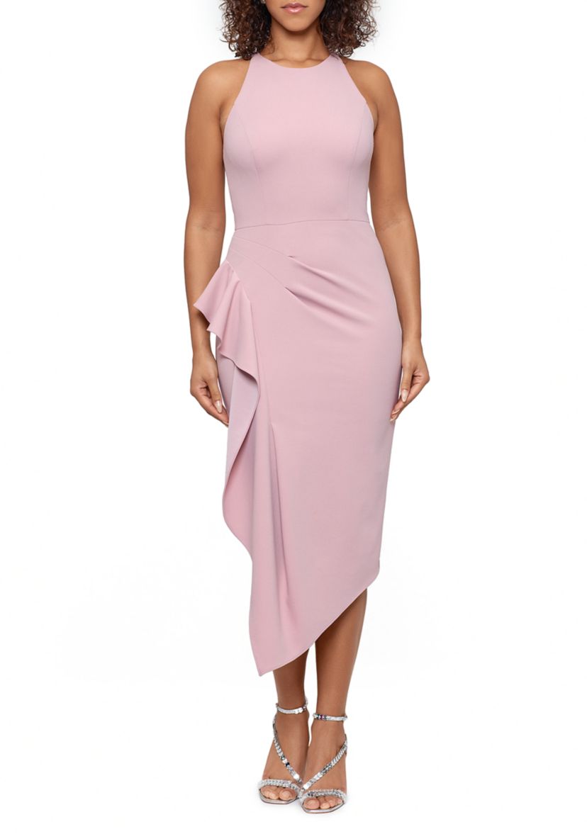 Halter Neck Side Ruched Sheath Dress 