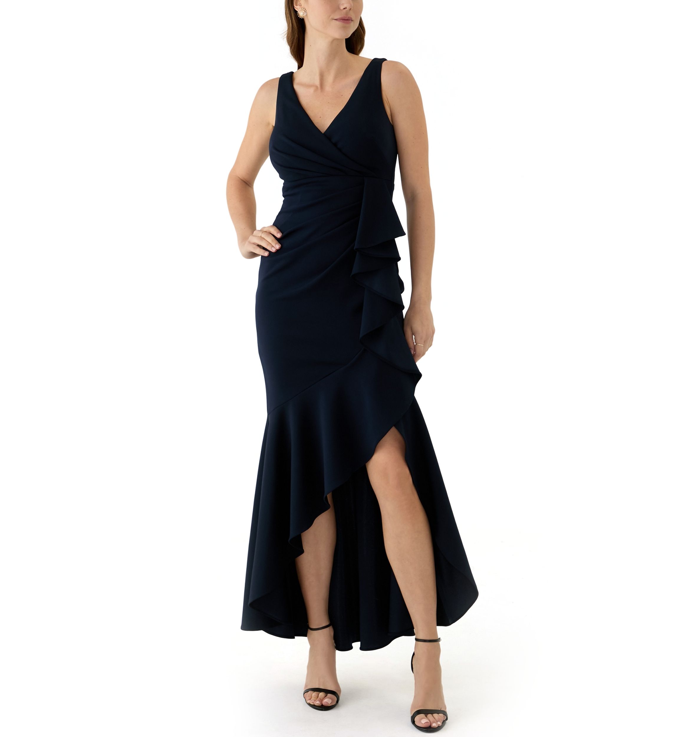 formal dresses blue Dark Blue Tulle Sequin Long Prom Dress, Blue Tulle Formal Dress Custom Size / Dark Blue