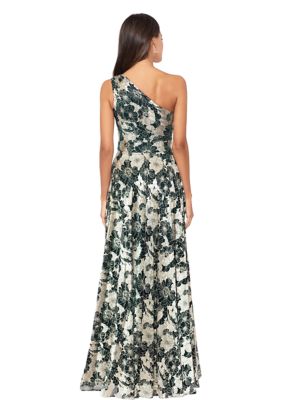 Women's Sleeveless Floral One-Shoulder Gown