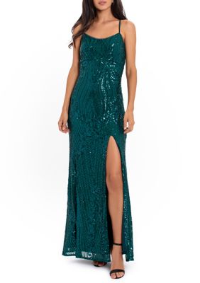 Betsy Adam Women s Side Slit Sequin Gown belk