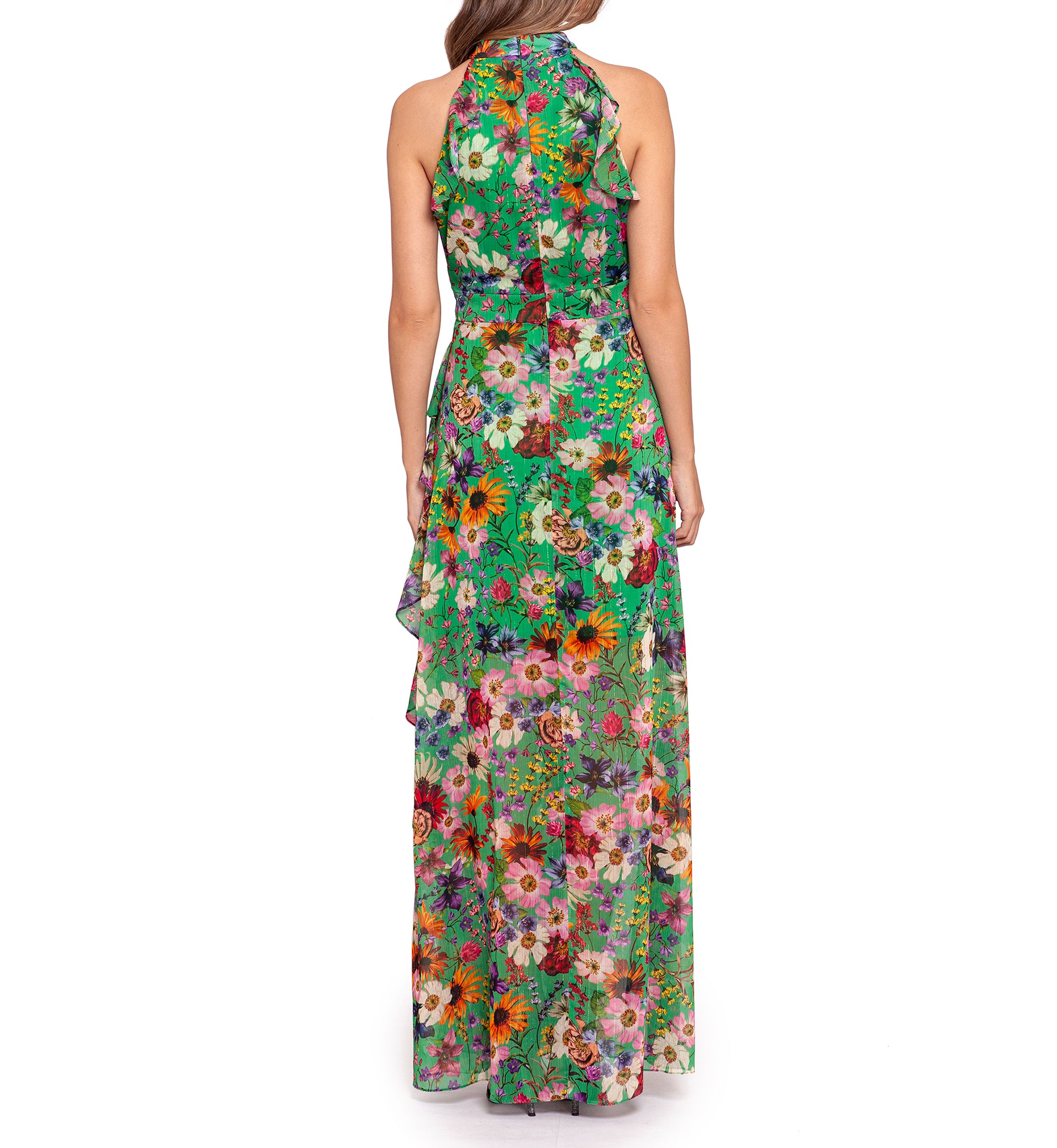 betsy and adam floral halter dress Betsy & Adam Plus Size Floral Foil Print Halter-Neck Gown - Navy/Gold