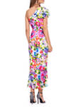 Womens One Shoulder Floral Gown 