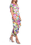 Womens One Shoulder Floral Gown 