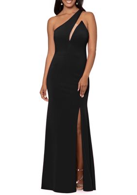 Women's Sleeveless One Shoulder Cutout Solid Sheath Gown