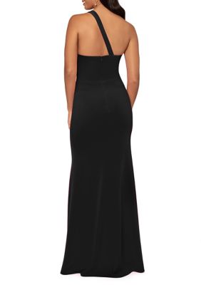 Women's Sleeveless One Shoulder Cutout Solid Sheath Gown