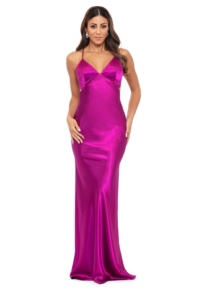 Womens Solid Satin Gown