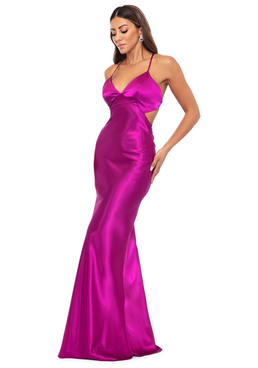 Womens Solid Satin Gown