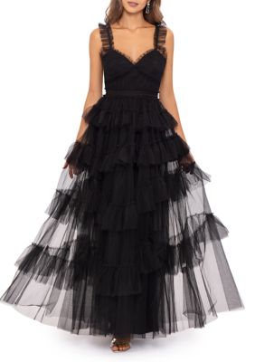 Sleeveless Tiered Tulle Gown