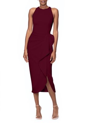 Women's Ruffle Solid Sheath Dress