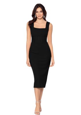 Sleeveless Square Neck Corset Midi Dress