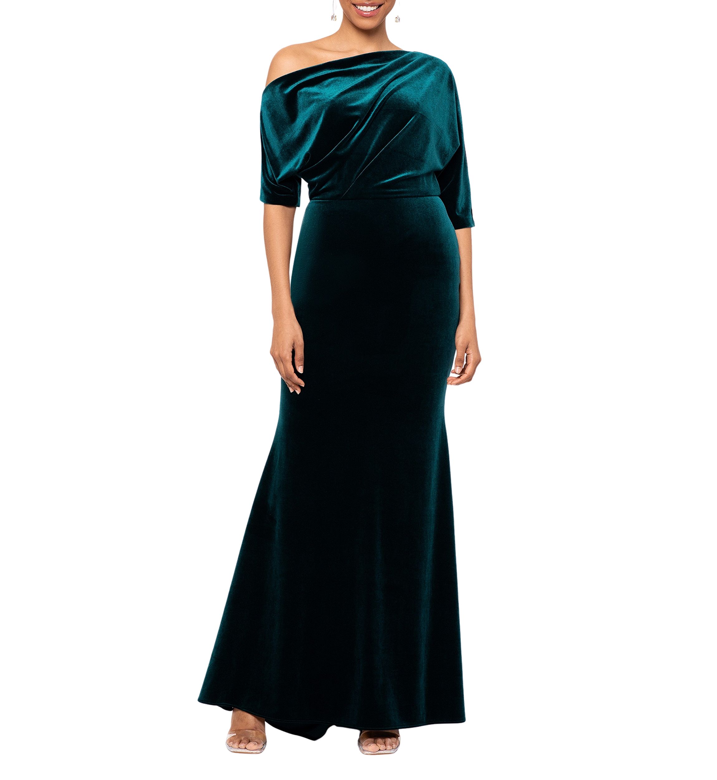 Womens Off the Shoulder Velvet Gown