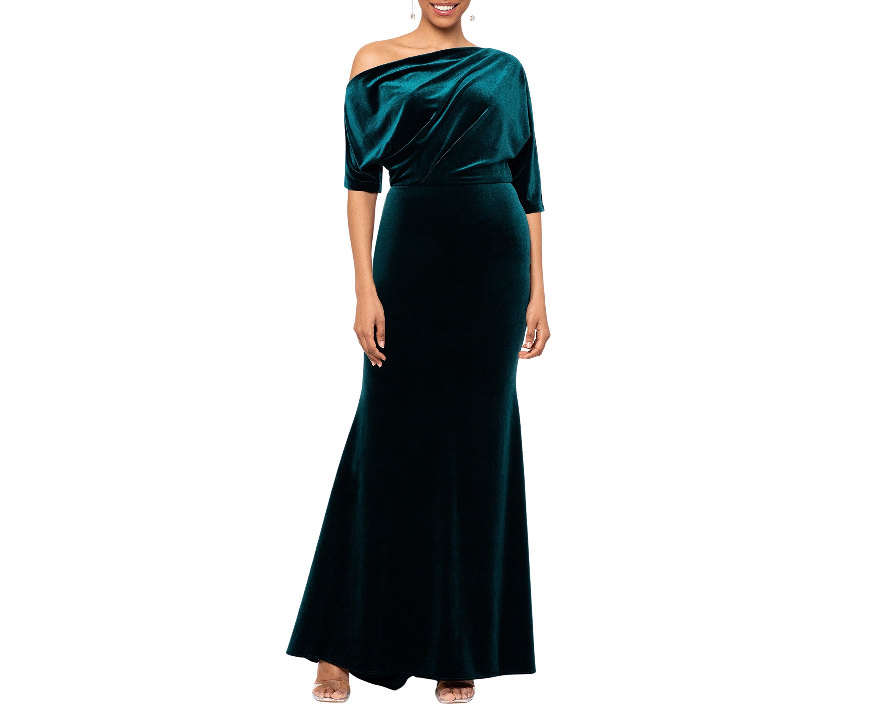 Womens Off the Shoulder Velvet Gown