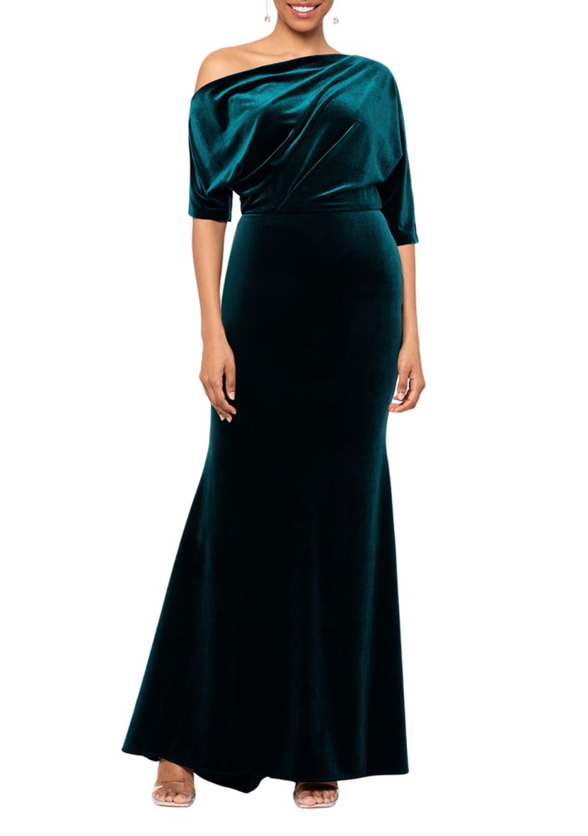 Womens Off the Shoulder Velvet Gown