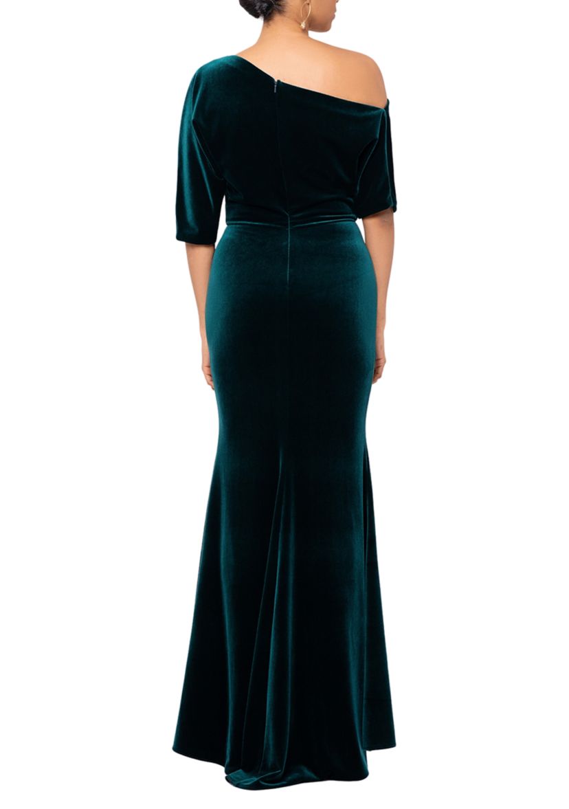 Womens Off the Shoulder Velvet Gown
