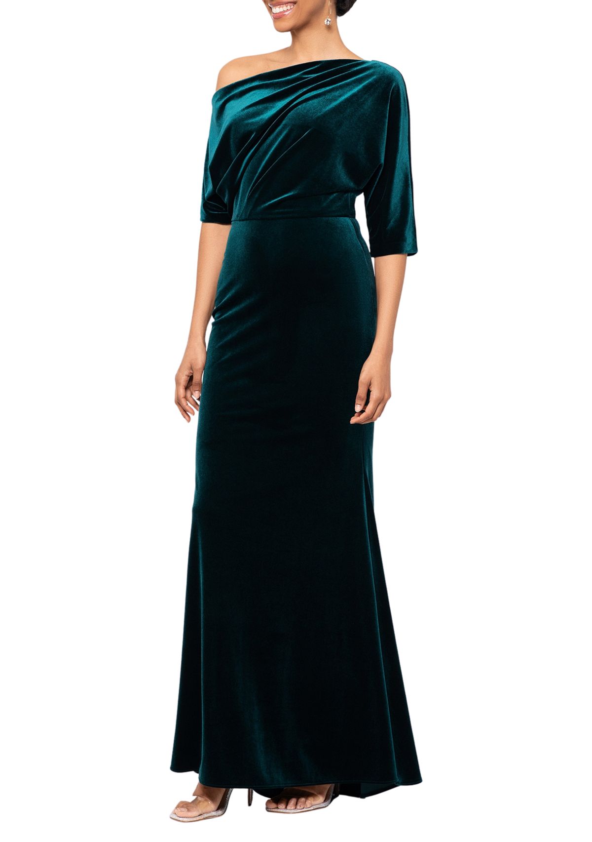 Womens Off the Shoulder Velvet Gown