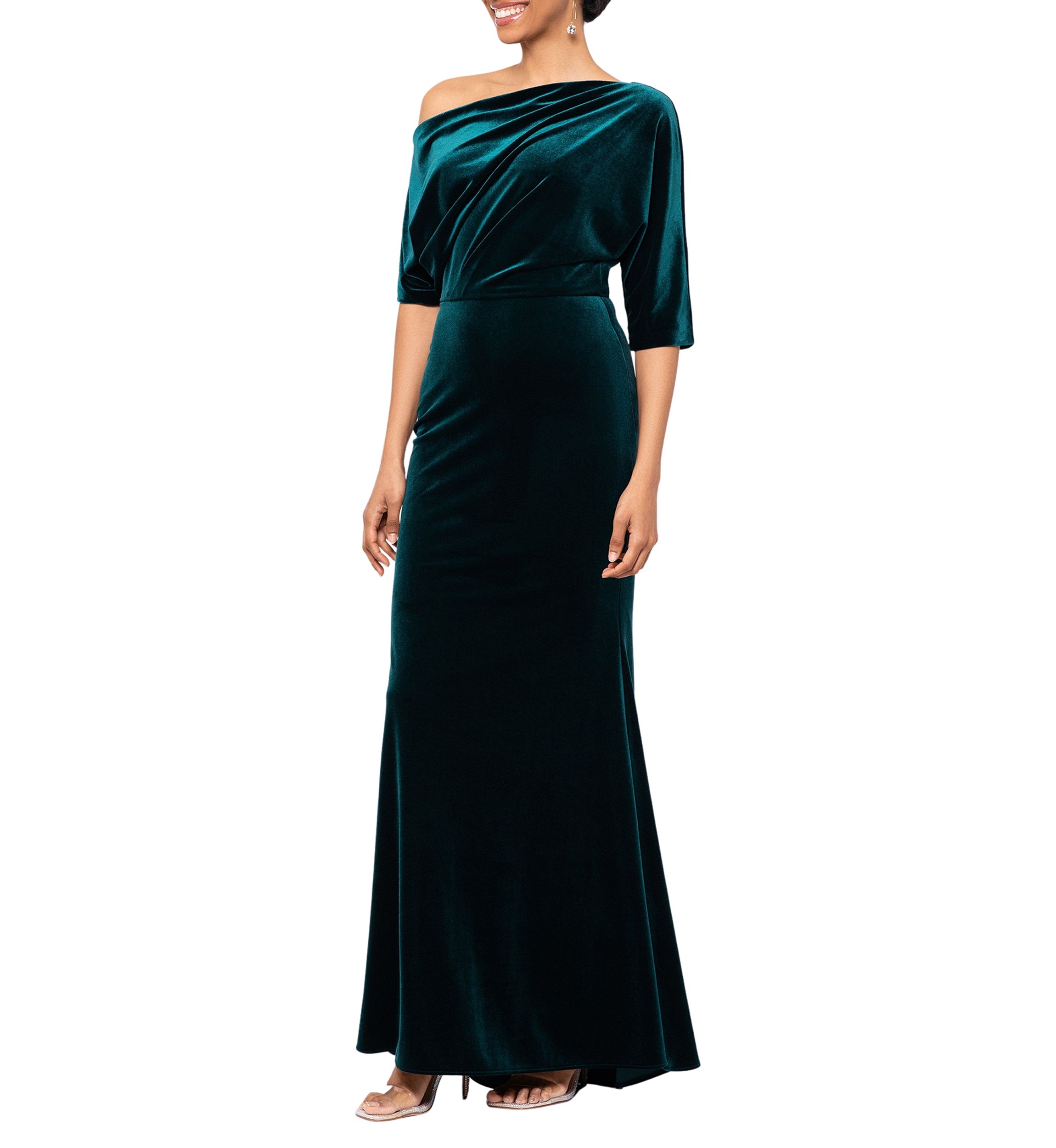 Womens Off the Shoulder Velvet Gown