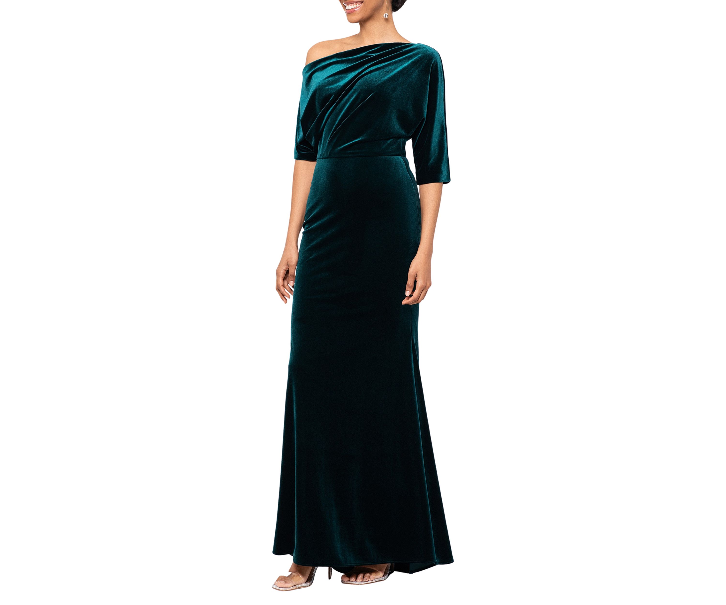 Womens Off the Shoulder Velvet Gown