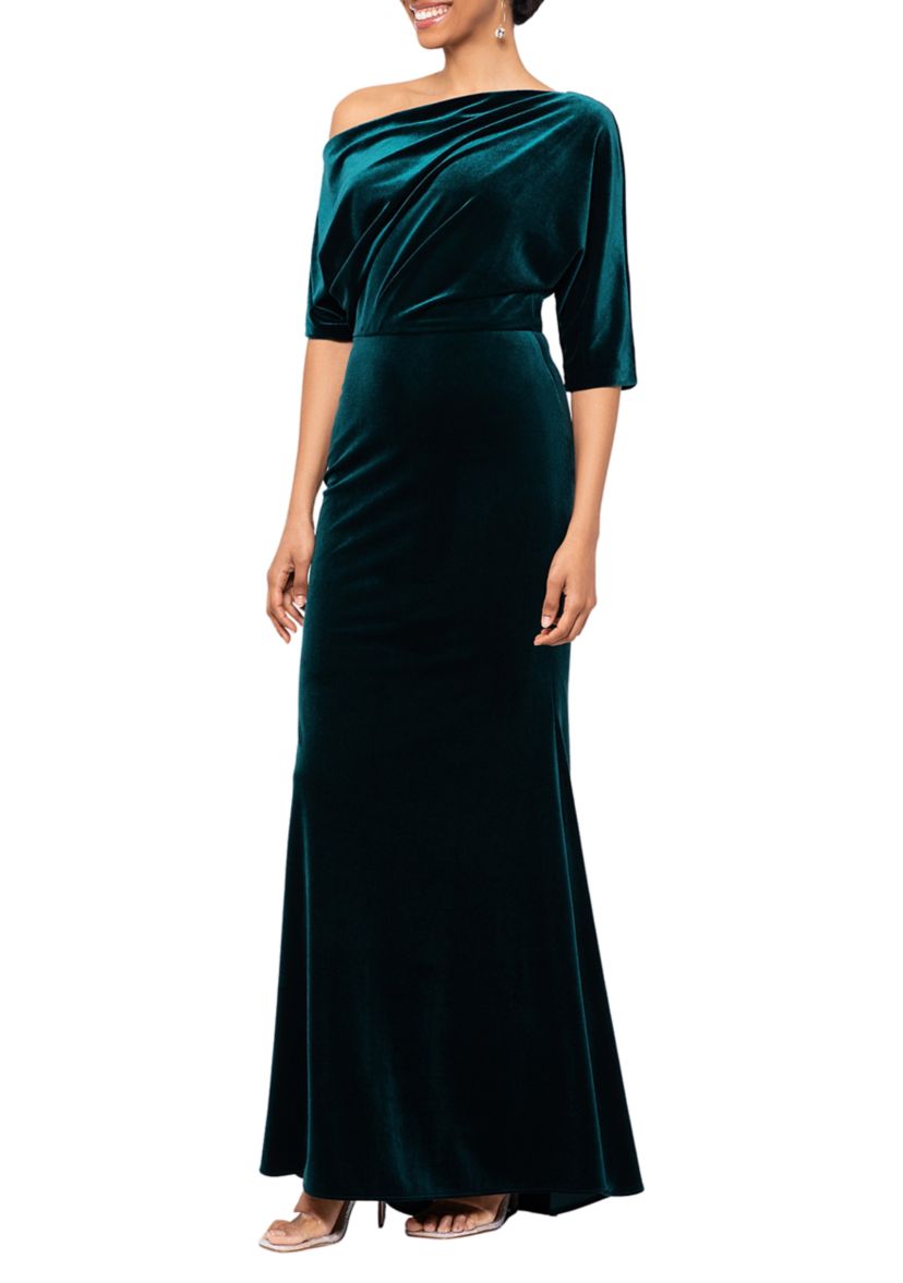 Womens Off the Shoulder Velvet Gown