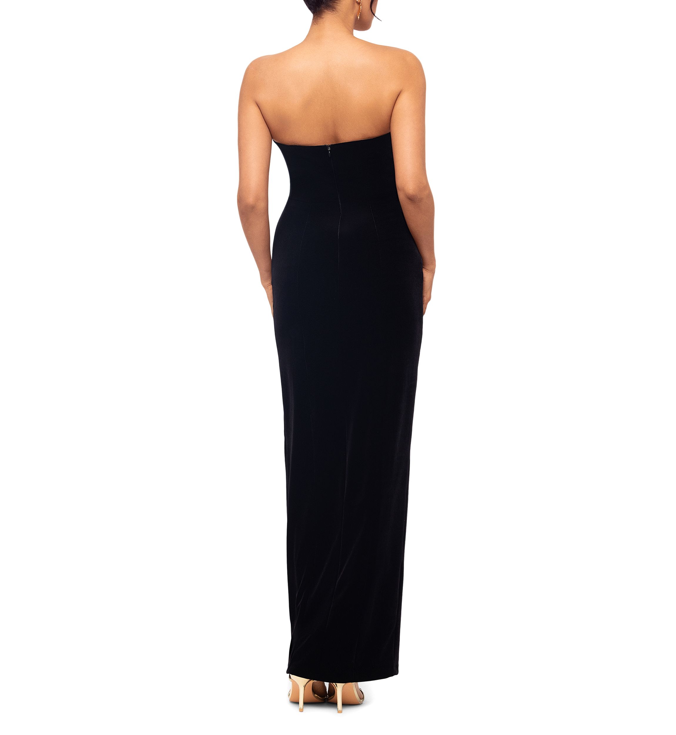 Long Velvet Strapless Tuxedo Gown
