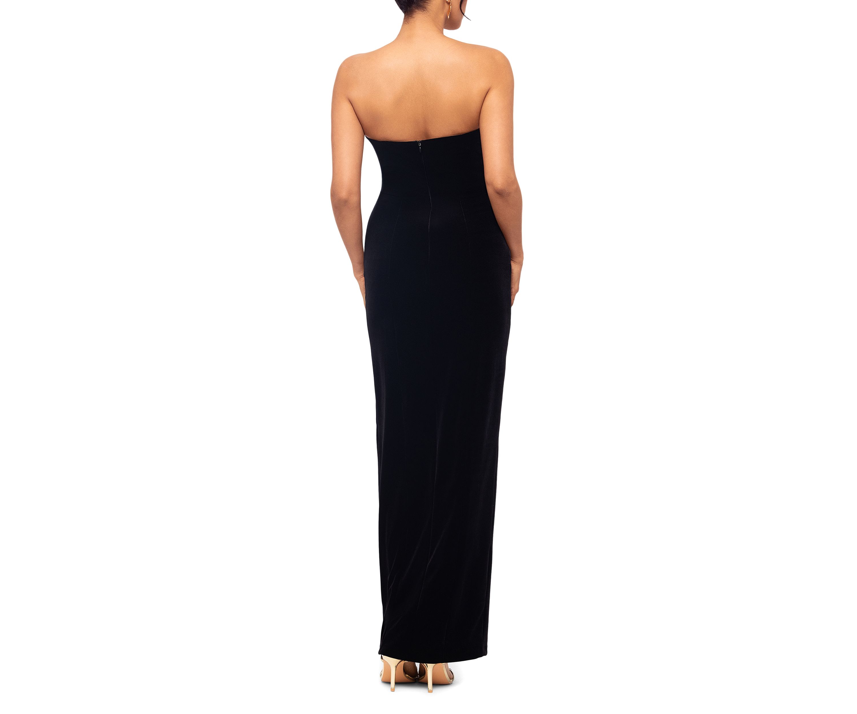 Long Velvet Strapless Tuxedo Gown