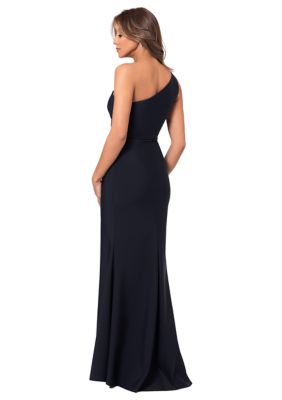 Women's One Shoulder Cut Out Scuba Gown