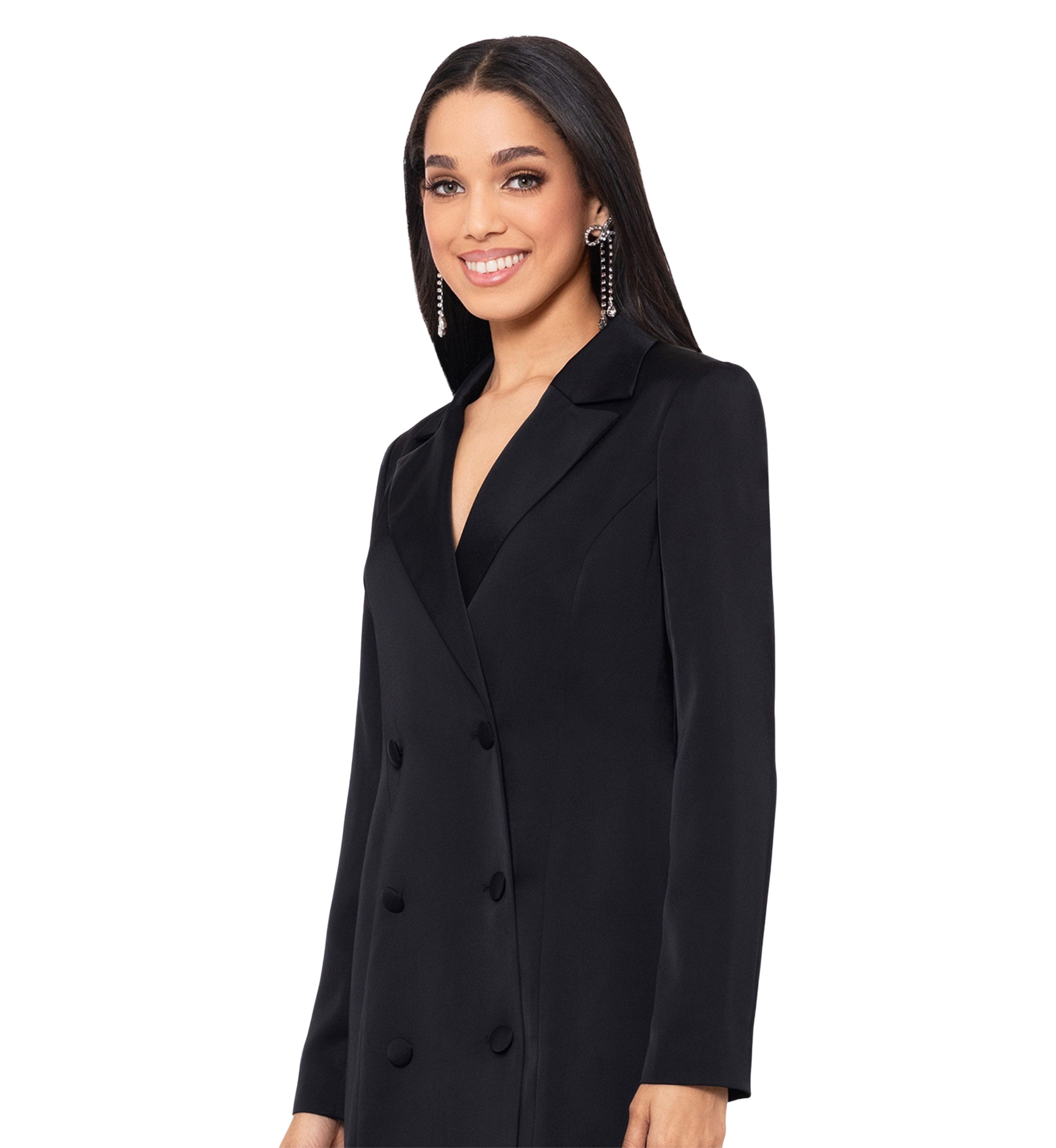 Womens Long Sleeve Solid Blazer Dress