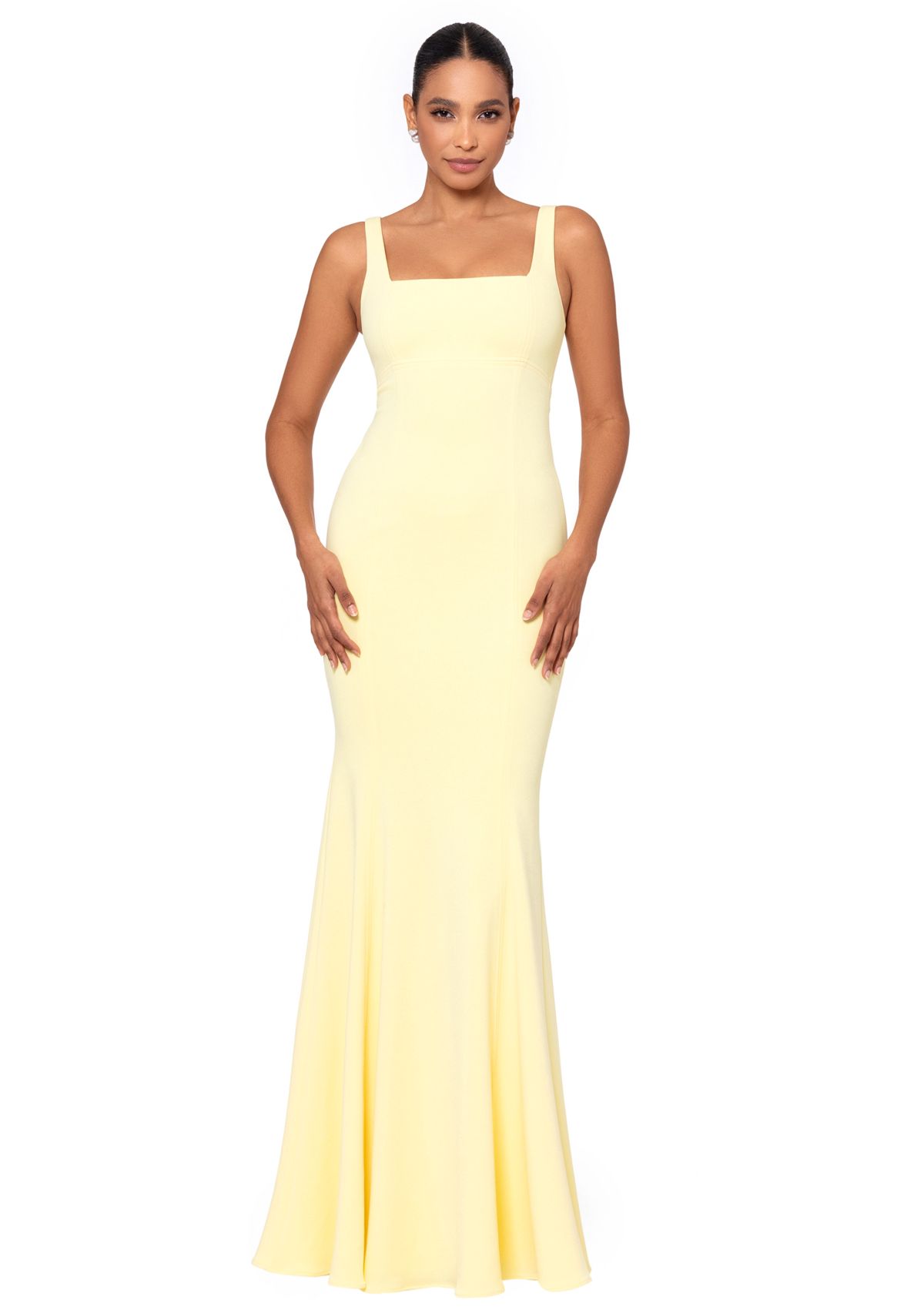 Womens Sleeve Square Neck Solid Slim Gown