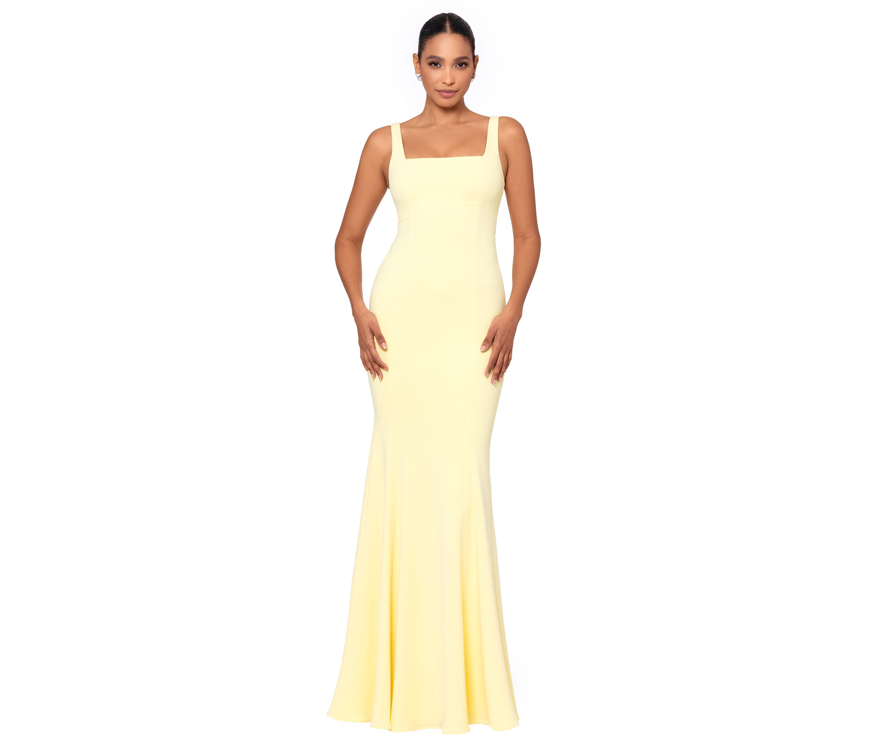 Womens Sleeve Square Neck Solid Slim Gown