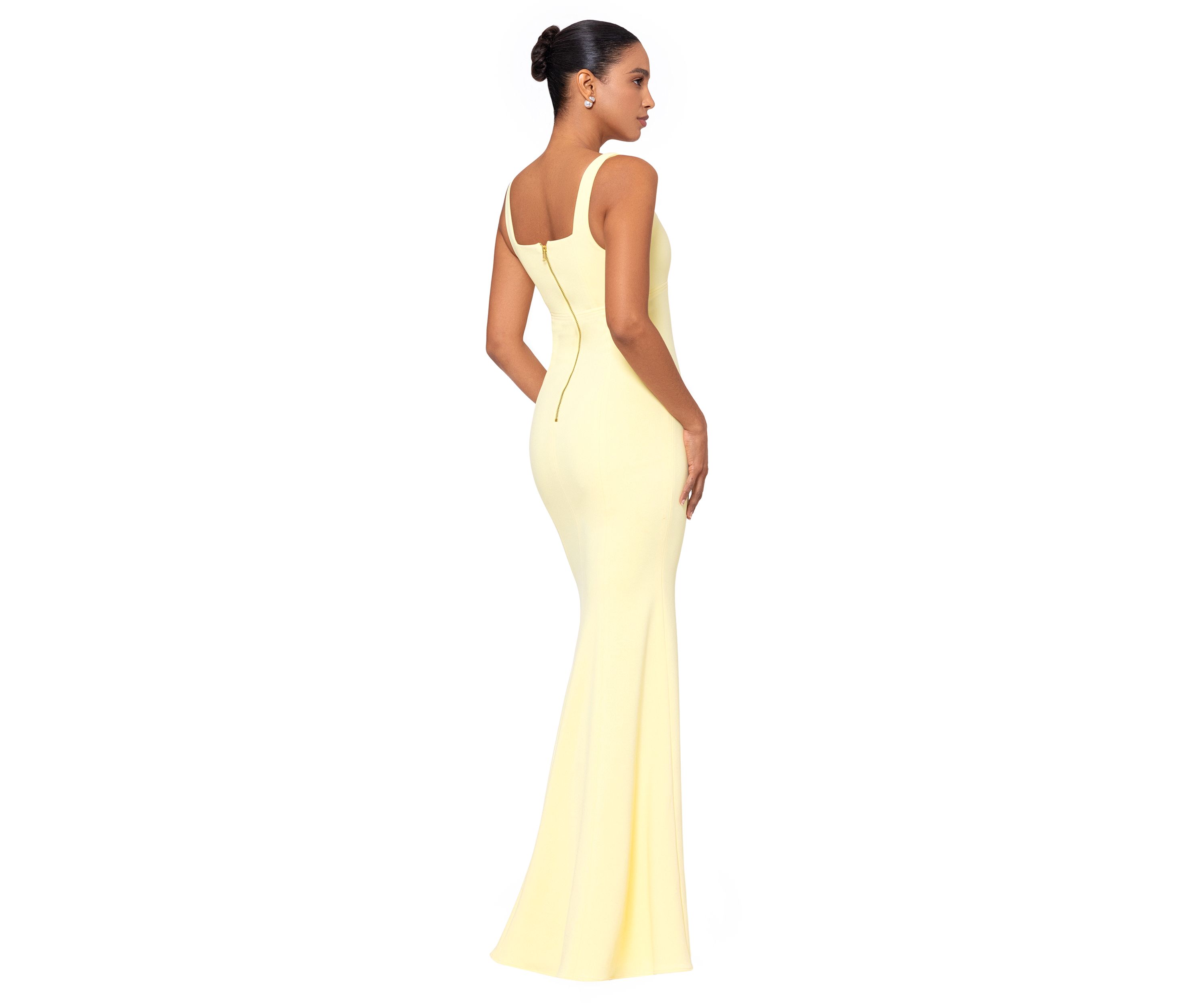 Womens Sleeve Square Neck Solid Slim Gown