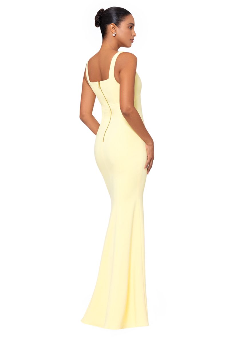 Womens Sleeve Square Neck Solid Slim Gown