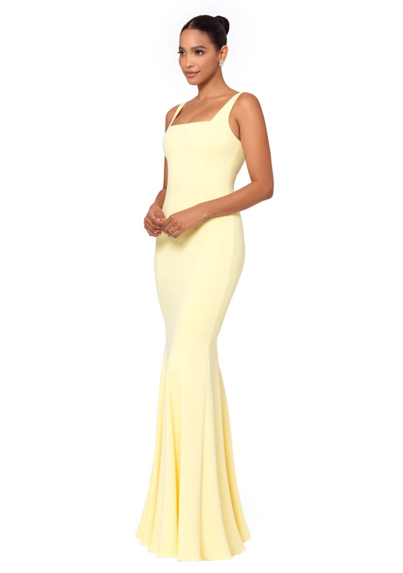 Womens Sleeve Square Neck Solid Slim Gown