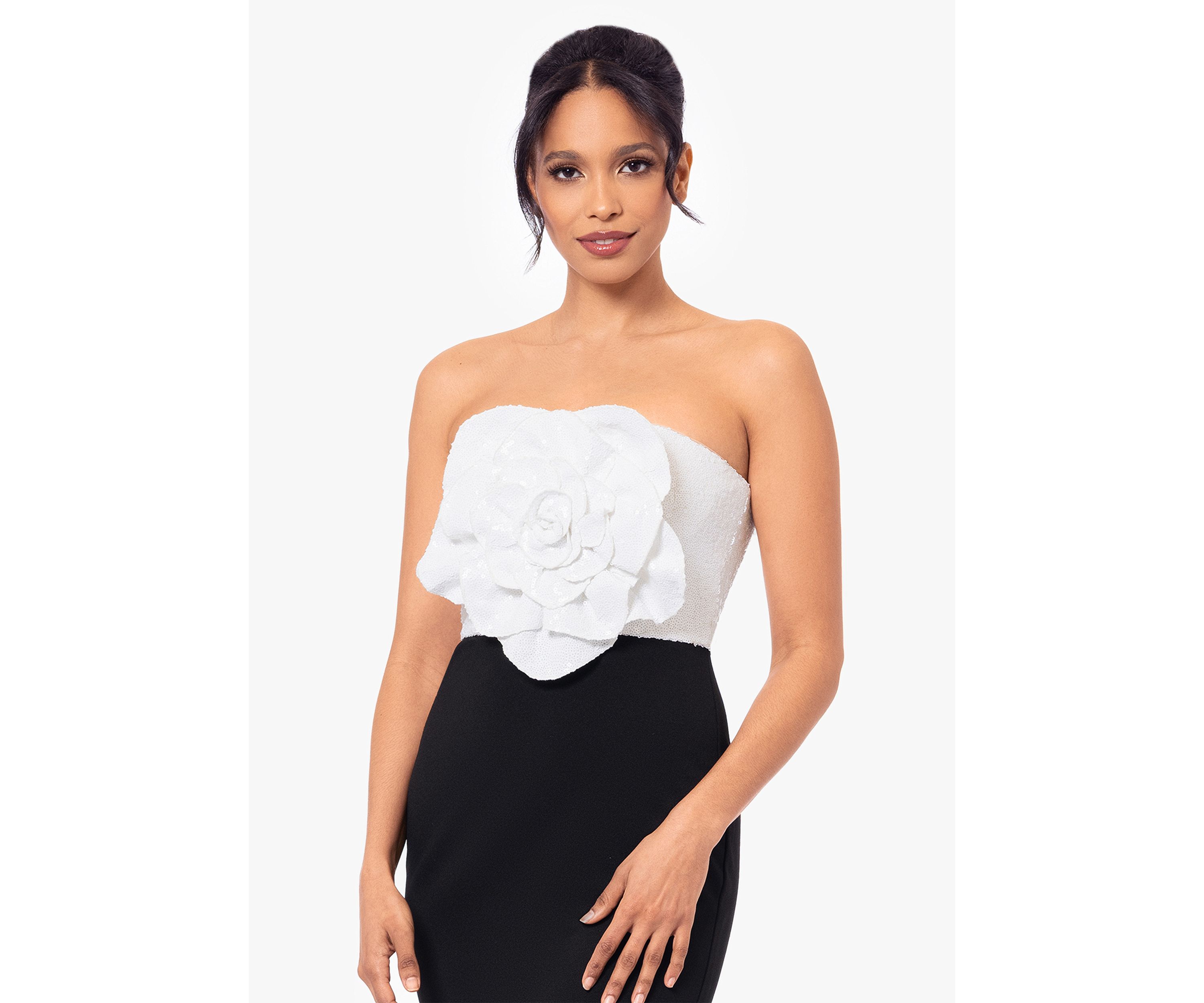 Womens Strapless Two Tone Dress