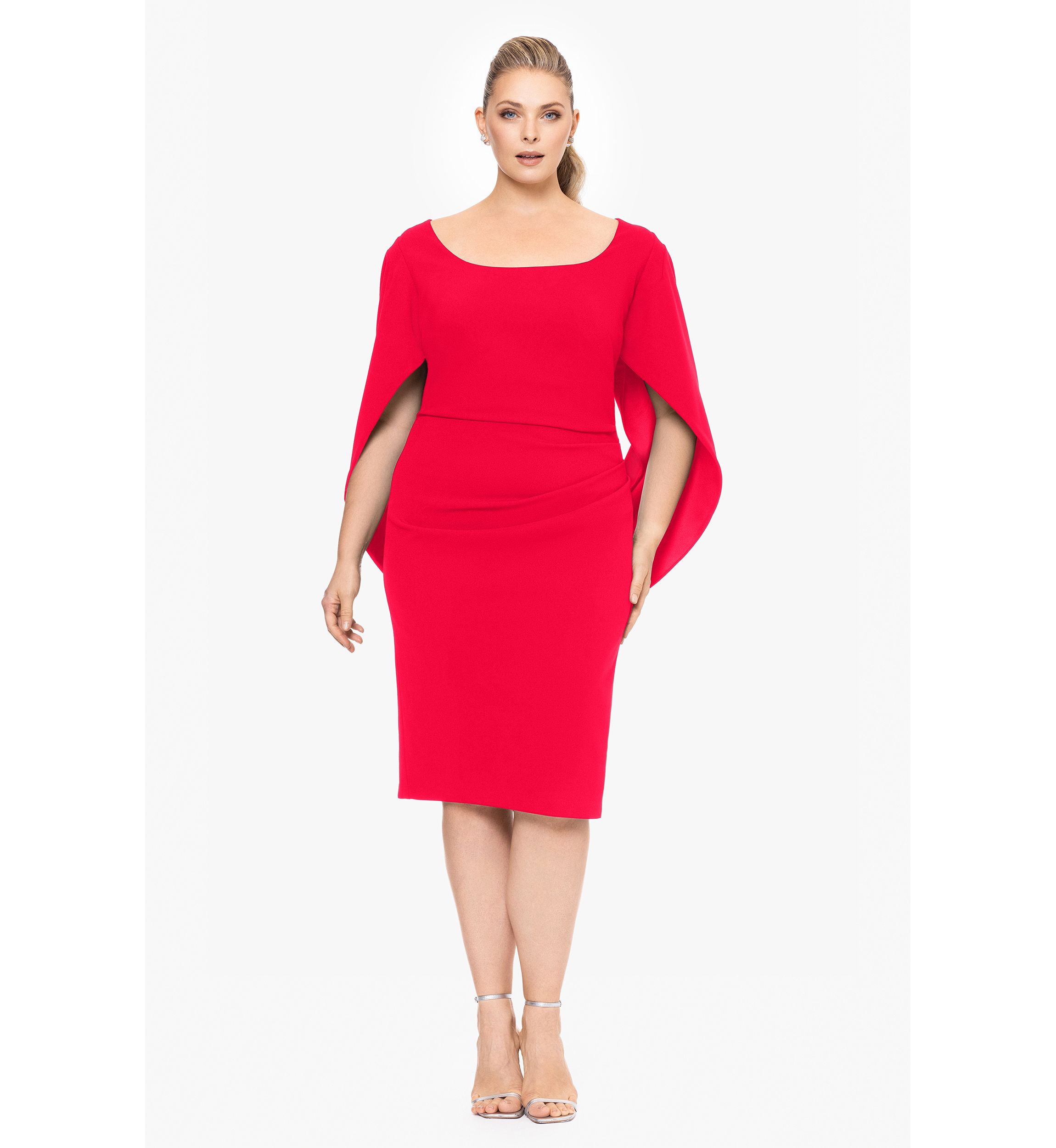 Plus Size Scuba Crepe Cape Back Sheath Dress