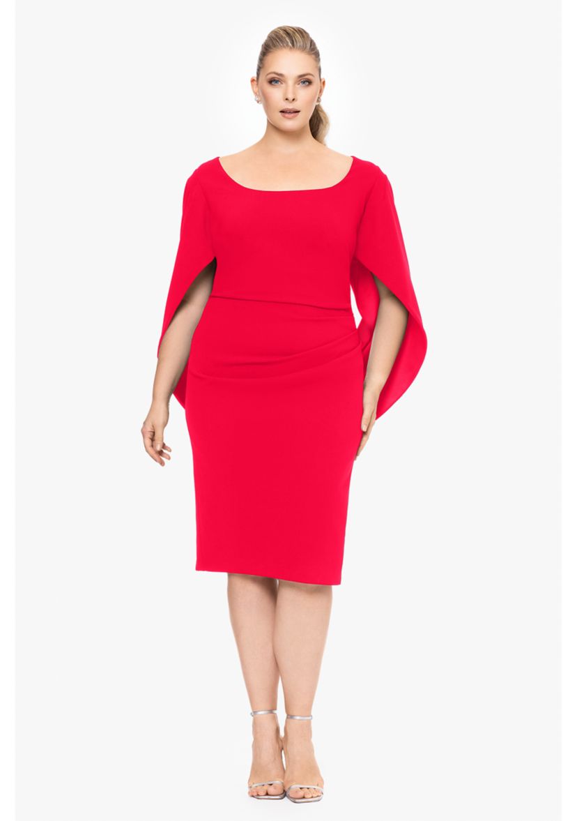 Plus Size Scuba Crepe Cape Back Sheath Dress