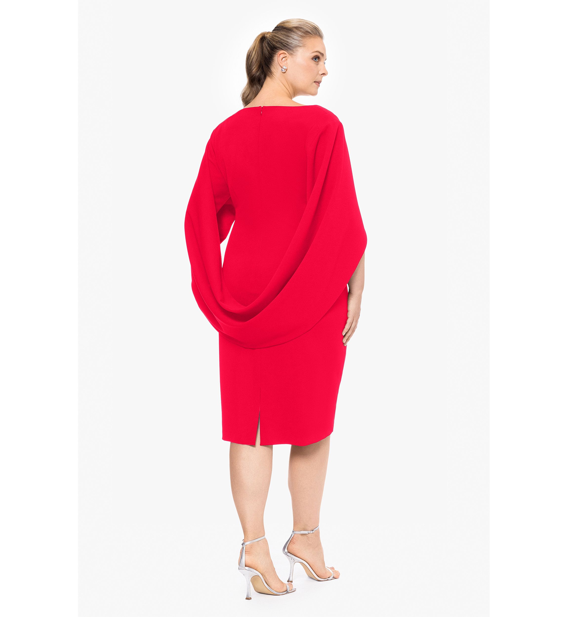 Plus Size Scuba Crepe Cape Back Sheath Dress