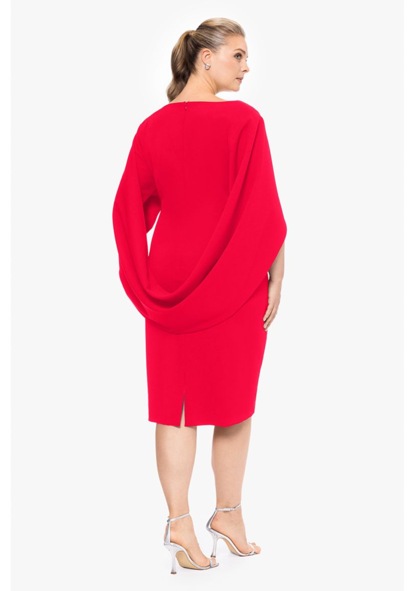 Plus Size Scuba Crepe Cape Back Sheath Dress