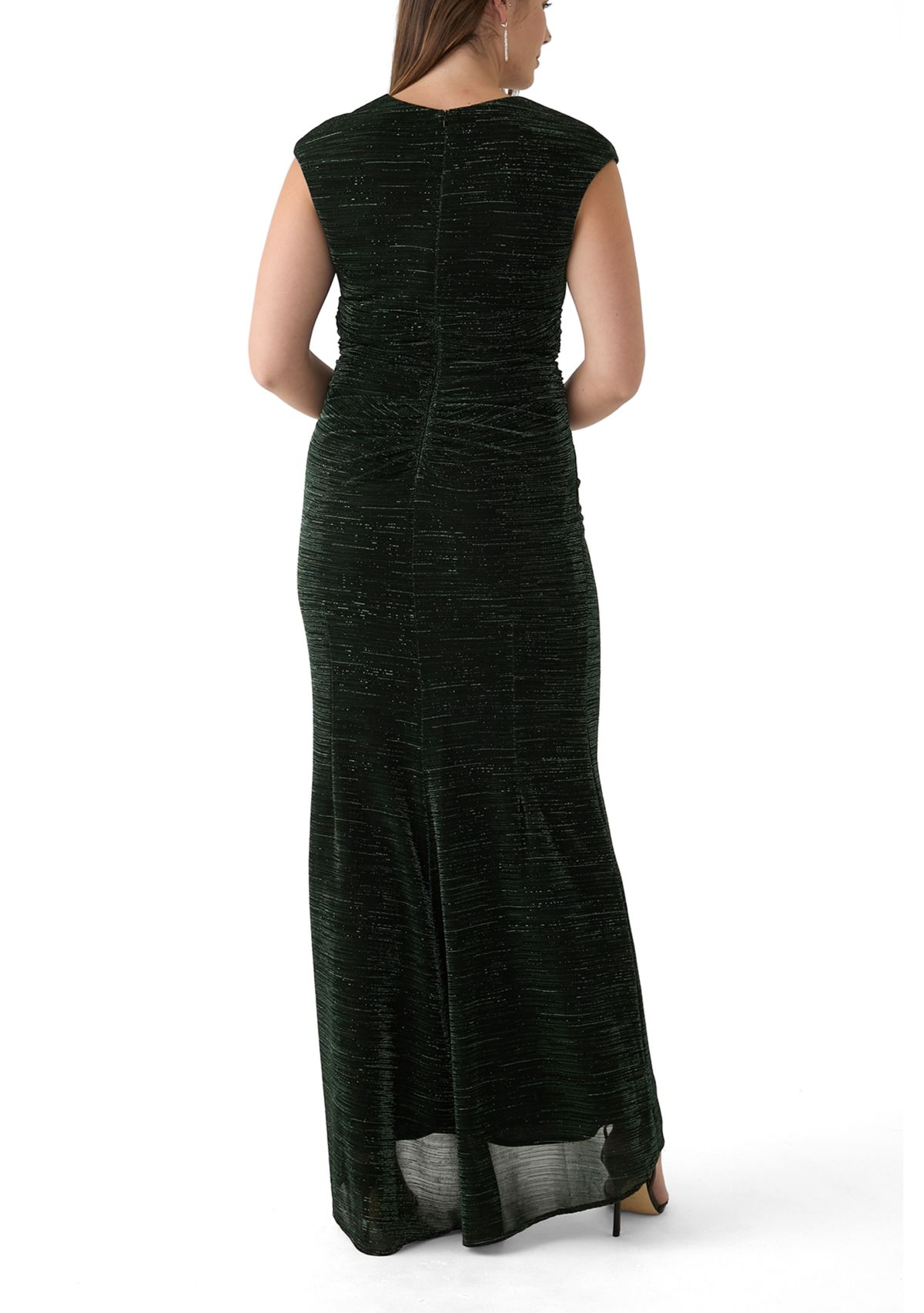 Womens Short Sleeve V-Neck Printed Sheath Gown