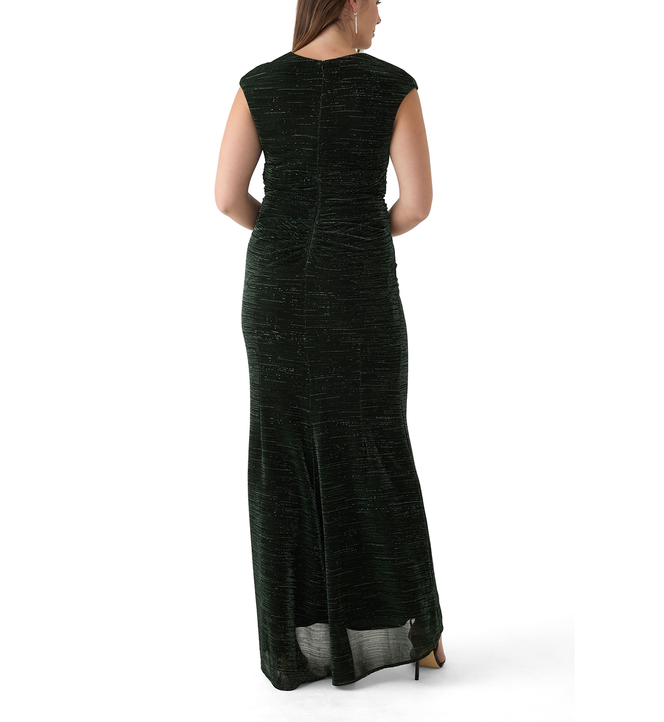 Womens Short Sleeve V-Neck Printed Sheath Gown