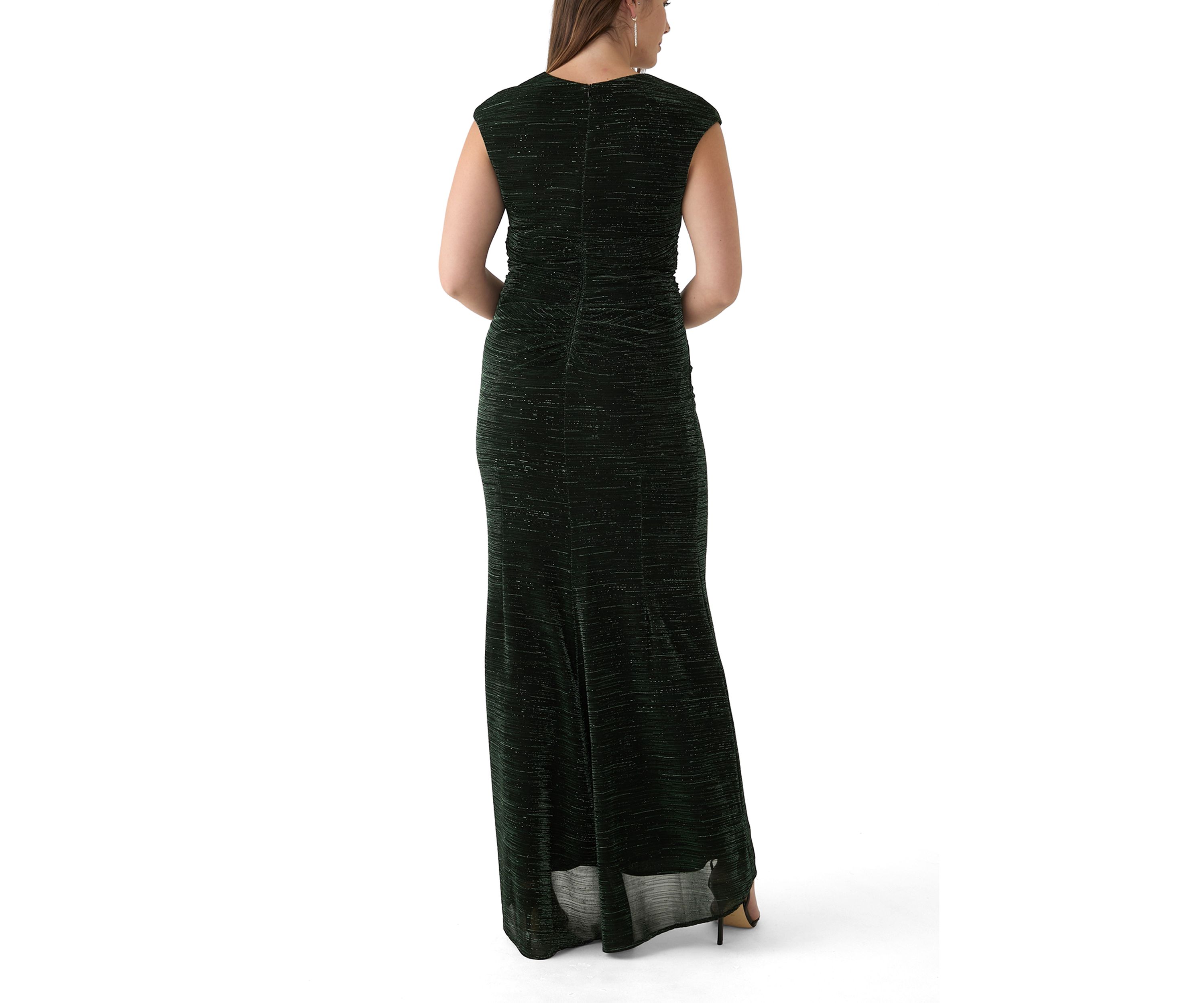 Womens Short Sleeve V-Neck Printed Sheath Gown
