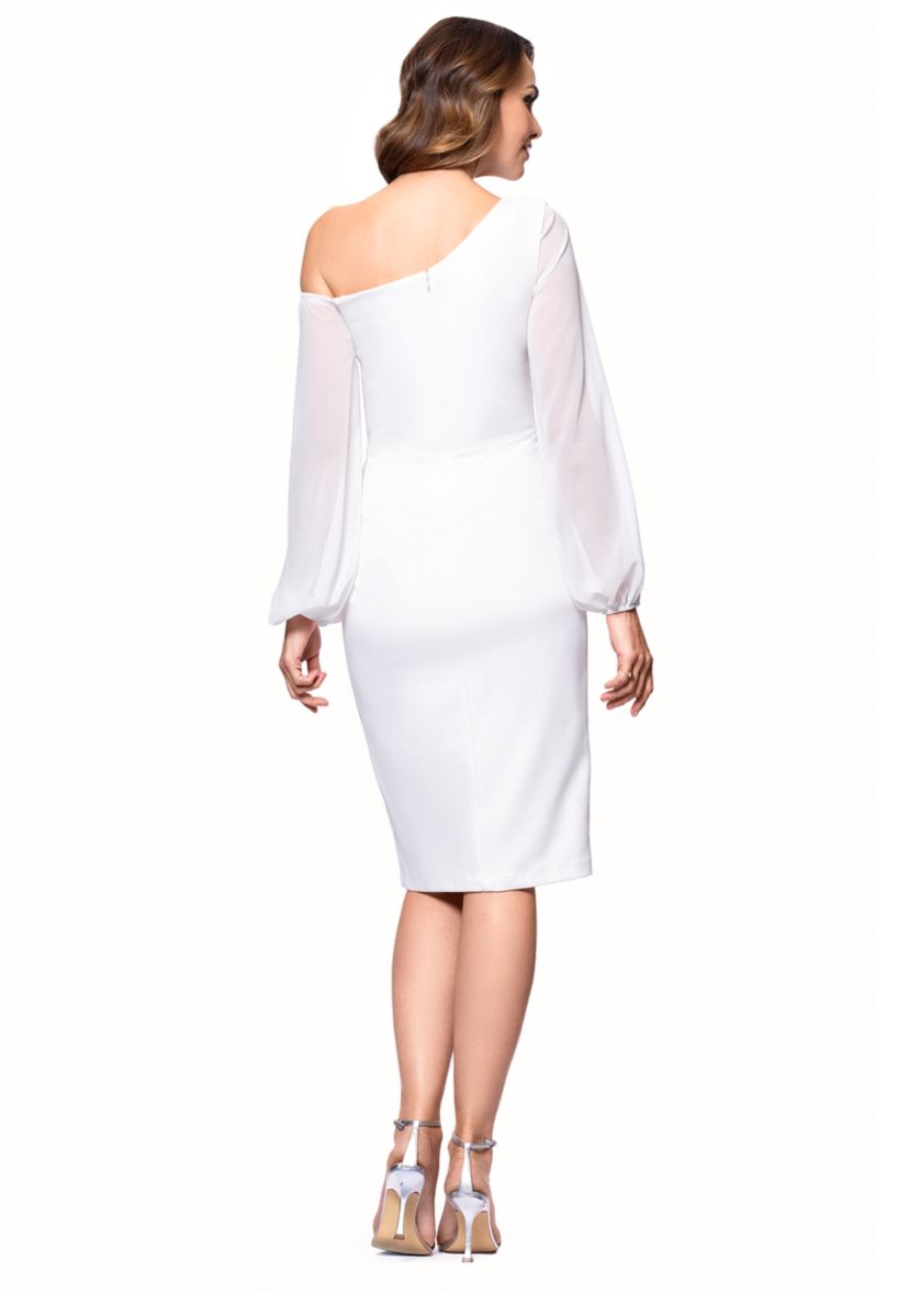 Womens Long Sleeve Asymmetrical Ruched Sheath Dress